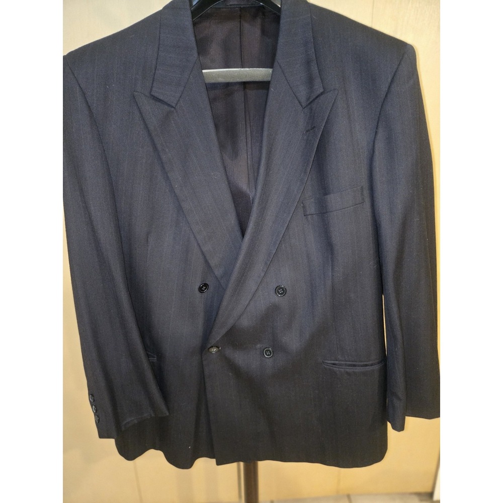 Vintage Charles Jourdan Monsieur Wool Blazer 50R Double Breasted Pinstripe USA